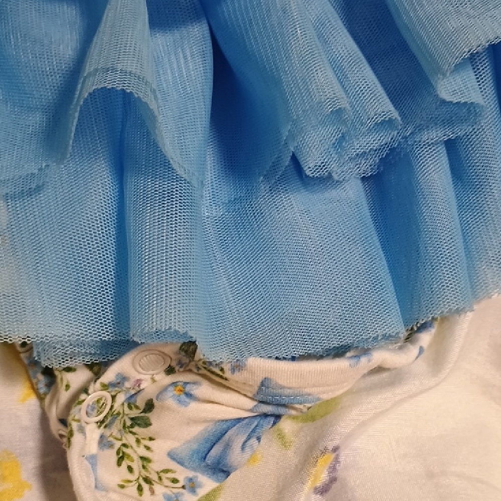 Posh Peanut Blue Floral Tulle Bodysuit Tutu - Picture 5 of 6